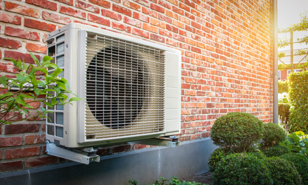 Residential heat pump outdoors